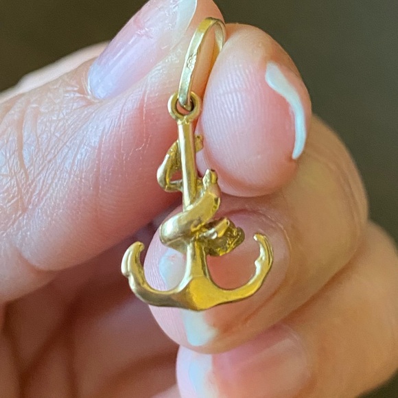 Vintage Solid 14k gold Anchor Charm pendant - Picture 5 of 7